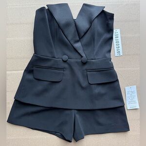 Strapless Black Tuxedo Romper